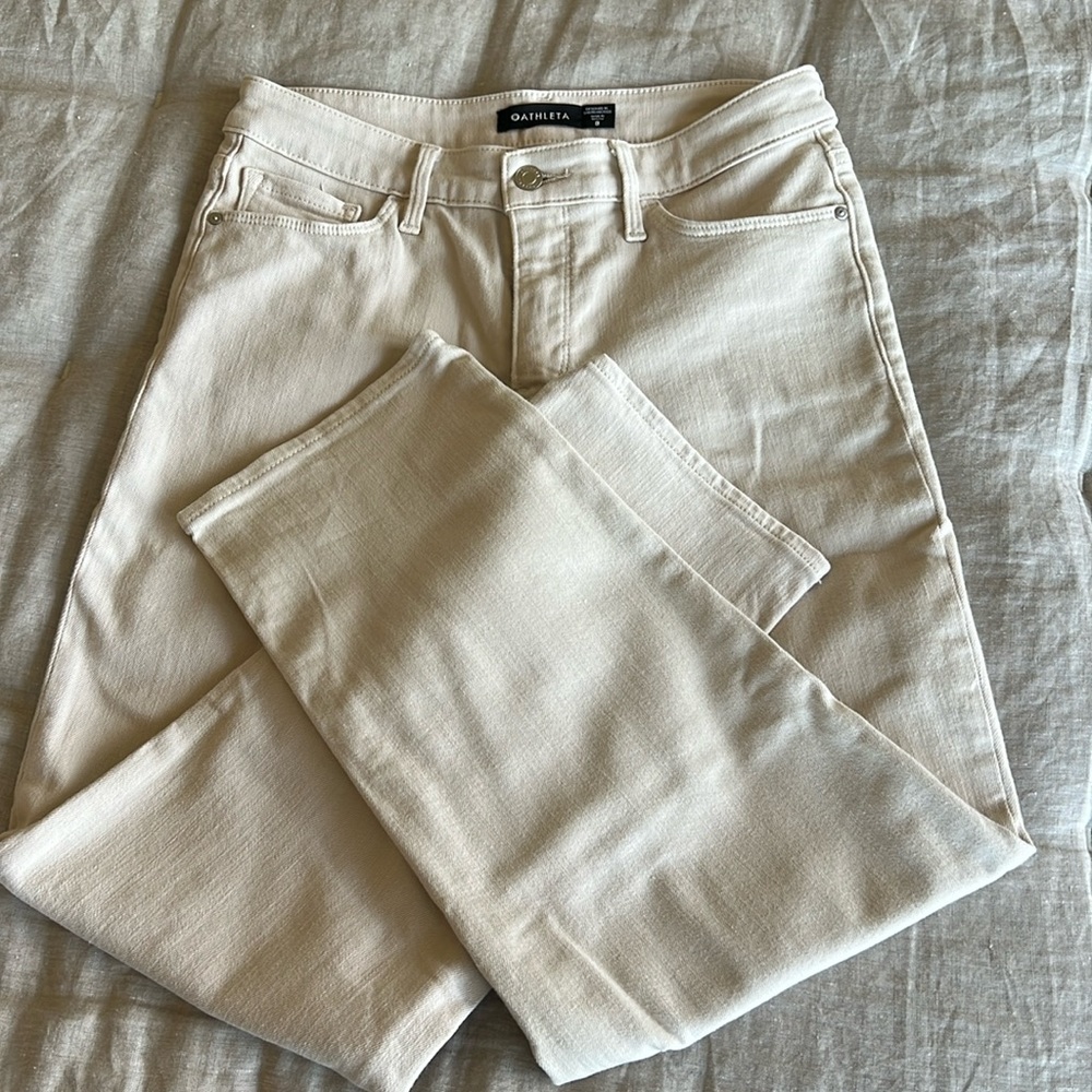 Athleta Cream Slim Straight up Jeans